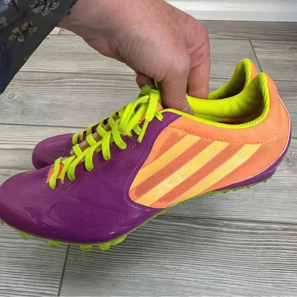 Adidas Women’s Track And Field Cleats Size 8 Purple/Green - Picture 8 of 12